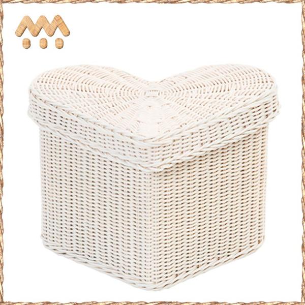 サンフラワーラタン ラタンハート型バスケット GK901WW ホワイト