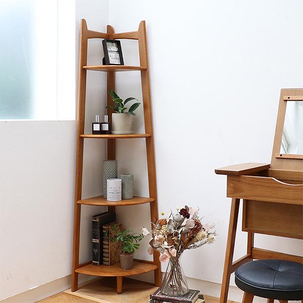 ICHIBA（市場） コーナーラック 木製 4段 おしゃれ コーナー 収納 棚