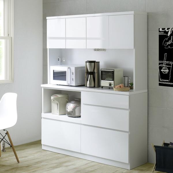 ニトリ（NITORI） 幅140cm 鏡面仕様のキッチンボード (幅140cm WH