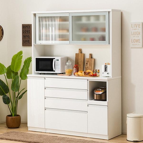 ニトリ（NITORI） 幅150cm 食器棚(レジューム 150AG-S WH/150QH-R WH