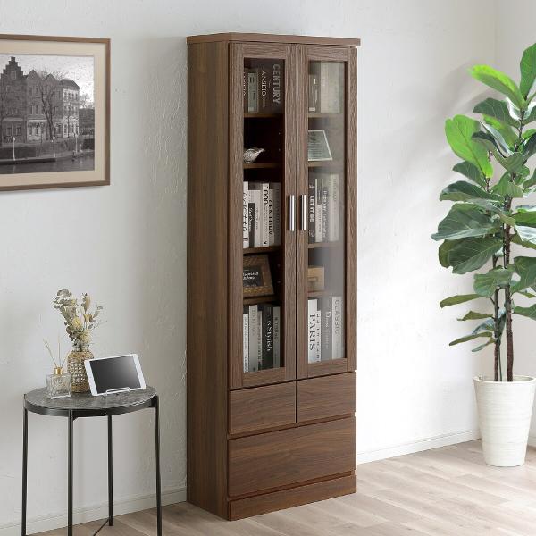 ニトリ（NITORI） 扉・引出し付き書棚 (幅60cm BR) : ニトリ Yahoo!店