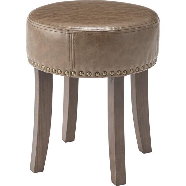 スツール おしゃれ 天然木 丸型 アンティーク レトロ ブラウン 鋲