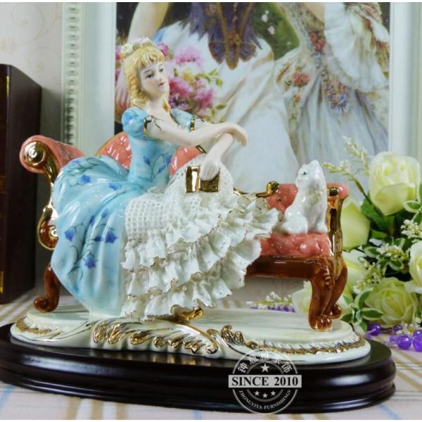 陶器 置物 西洋陶器 北欧磁器 陶器製人形 お姫様 陶器人形 陶器置物