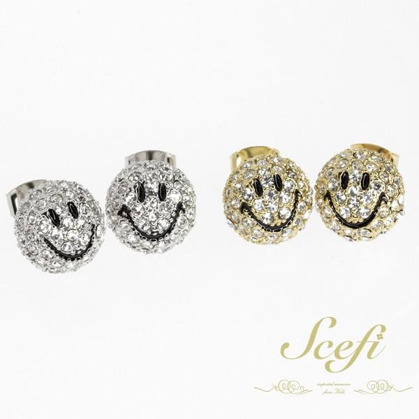 スマイル ピアス スマイルマーク smile ニコちゃん ラインストーン