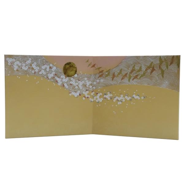 アウトレット品 雛人形三月屏風 屏風のみ 12号 群鶴 飛翔金 二曲屏風