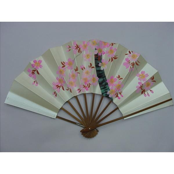 舞扇子 日本舞踊・踊り用 29cm パール地桜 手書き スス竹骨 箱付き