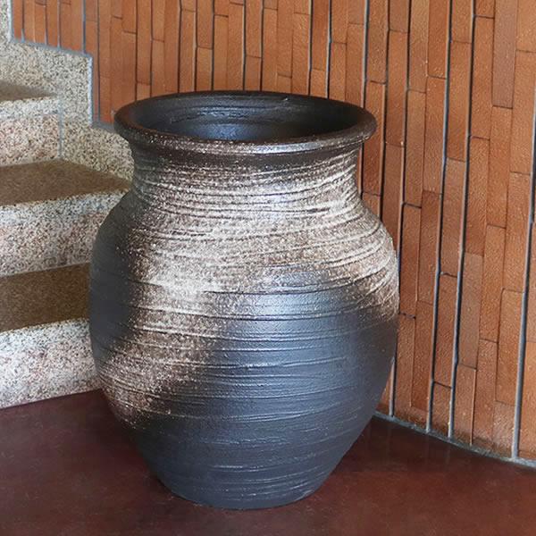 大壺 傘立て 花入れ 陶器 大型 おしゃれ 信楽焼 傘入れ 花瓶 モダン 黒