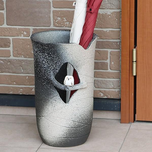 傘立て 陶器 信楽焼 おしゃれ スリム フクロウ 傘入れ モダン シンプル