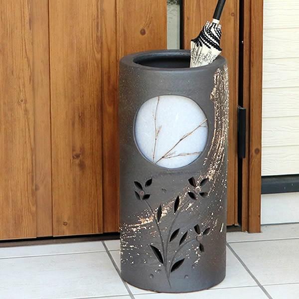 傘立て 陶器 おしゃれ 信楽焼 かさたて 和風 傘入れ モダン 黒 玄関