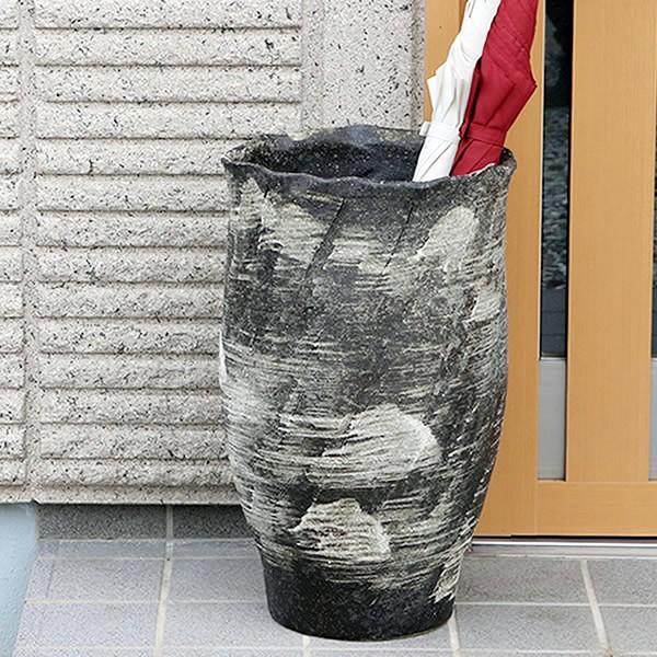傘立て 陶器 おしゃれ 信楽焼 かさたて 和風 傘入れ モダン 黒 玄関