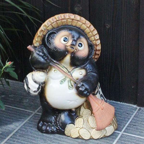 信楽焼 11号熊手狸 たぬき タヌキ 狸 開運 縁起物 可愛い 陶器 商売