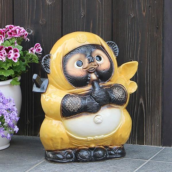 信楽焼 黄忍者狸(大) たぬき タヌキ 開運 縁起物 可愛い 陶器 商売繁盛