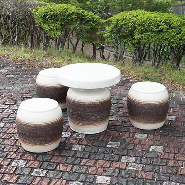 信楽焼 ガーデンテーブル 陶器テーブルセット 庭園テーブル イス