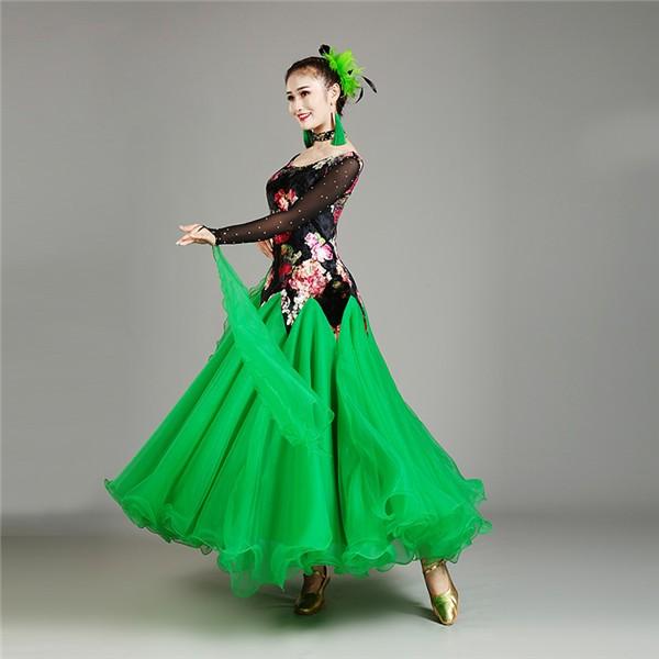 7カラー 社交ダンス 衣装 モダンドレス 社交ダンスドレス 大きい裾