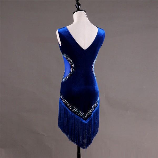 ラテン 衣装 社交ダンス ラテンドレス ワンピース ブルー 競技着 練習