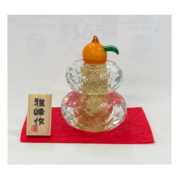 N60 クリスタル鏡餅 雅峰作 手造りガラス 鏡餅 迎春 新年 : おぶつだん