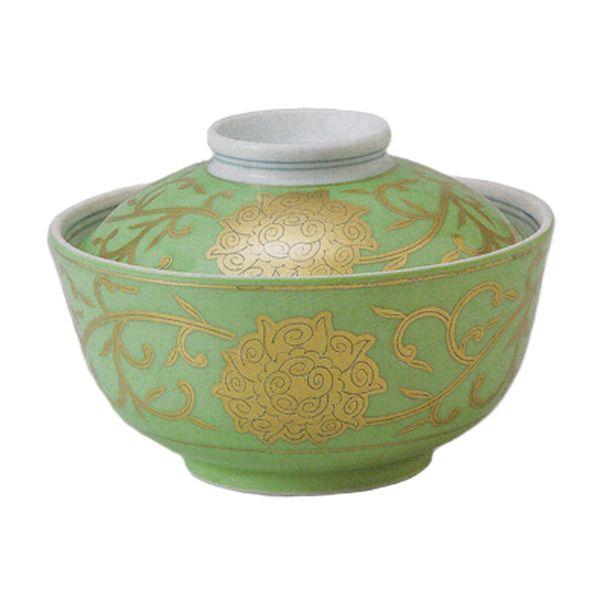 蓋つき煮物椀 緑彩金牡丹 おしゃれ 和食器 業務用 美濃焼 23b280-13