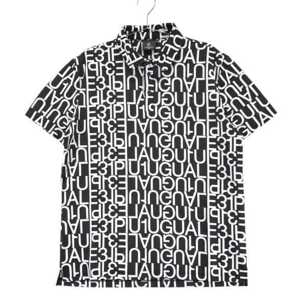 1PIU1UGUALE3 GOLF 半袖ポロシャツ ロゴ総柄 ブラック系 6 ゴルフ