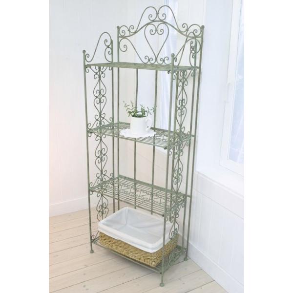 イマン アイアン ローズ 4段シェルフ ラック クリーム色 飾り棚