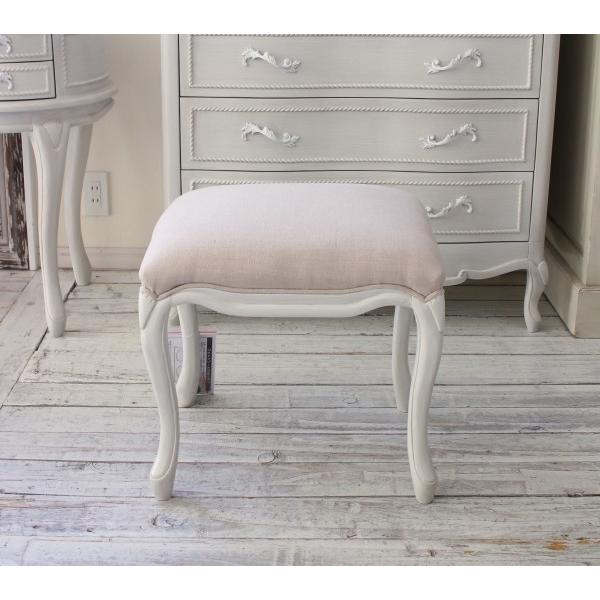 スツール 猫脚 アンティーク調 可愛い 洋風 ヨーロピアン 白家具