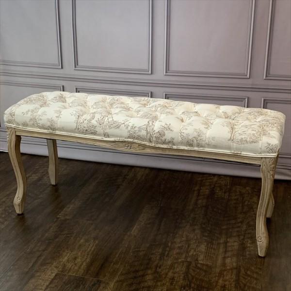 ベンチスツール スツール 横長 木製 トワルドジュイ フランス生地