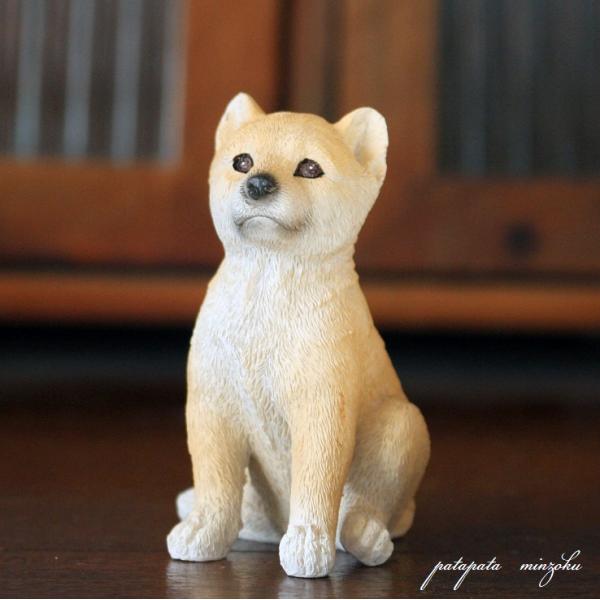 豆柴 お座り 伏せ 柴犬 茶 置物 オブジェ 犬 イヌ ドック : パタパタ