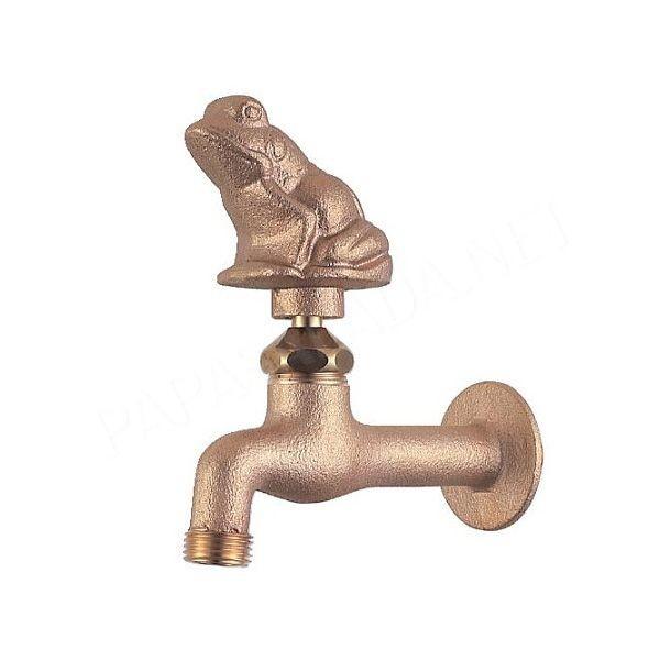 ガーデン蛇口 胴長水栓 カエル 動物ハンドル 庭水栓 レトロ 鋳肌