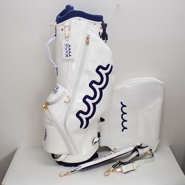 ムータマリン エナメル 限定 スタンド ゴルフ 刺繍 美品 キャディバッグ 希少