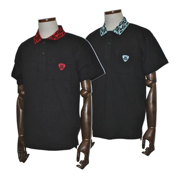 クリームソーダ（CREAM SODA） CS ヒョウエリポロシャツ レッド/ミント