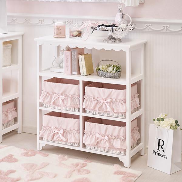 チェスト 白 完成品 収納 木製 3段 | フリルバスケットチェスト (4杯