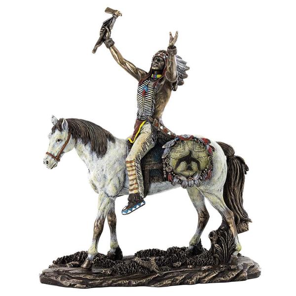 トップコレクション製 大平原の馬に乗ったインディアン戦士の彫刻