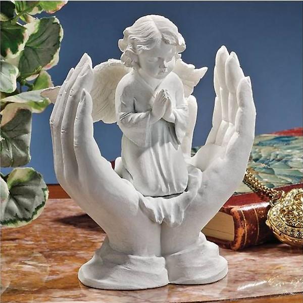 西洋宗教彫刻 大理石風 天使の祈り 彫刻 彫像/ カトリック教会 祭壇
