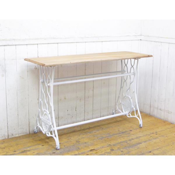 SPECIAL・ミシン脚テーブル・白・アンティーク・昭和レトロ・W120cm