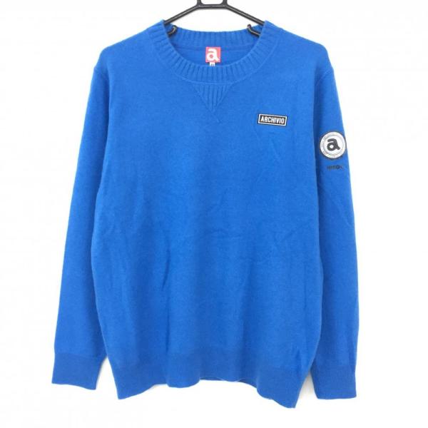 archivio（アルチビオ） 長袖ニットセーター ブルー×黒 カシミヤ100