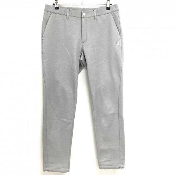 ニューバランス パンツ グレー バックロゴプリント 裏起毛 裾ドロー