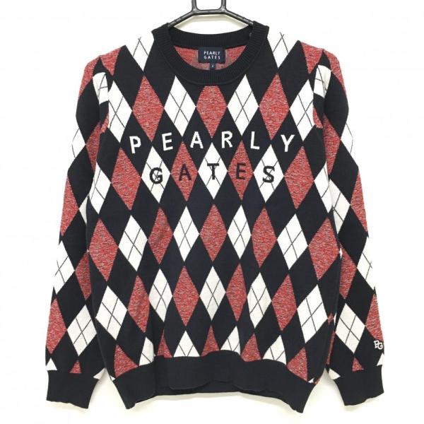 超美品】パーリーゲイツ セーター ネイビー×レッド アーガイル柄