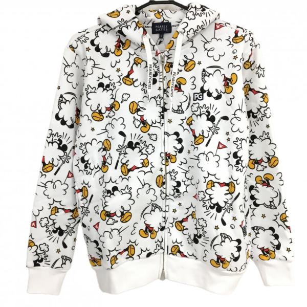 新品】パーリーゲイツ×ディズニー ジップパーカー 白×黒 ミッキー総柄