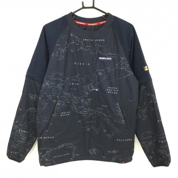 美品】ニューバランスゴルフ 2WAY中綿スニード ネイビー×白 世界地図柄
