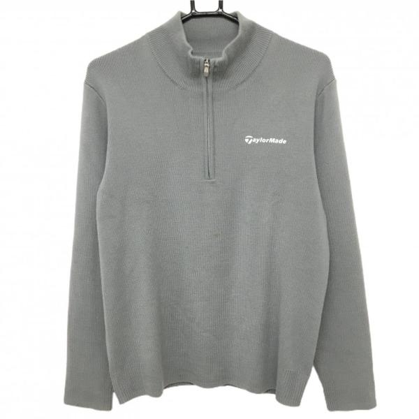 テーラーメイド ハイネックセーター グレー ニット ハーフジップ