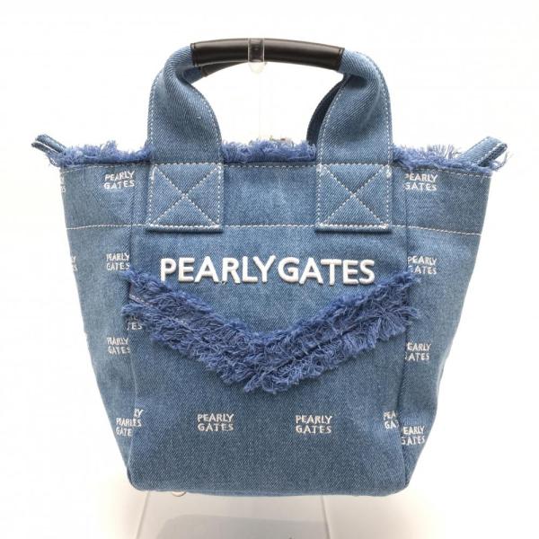 超美品】パーリーゲイツ カートバッグ ライトブルー×白 デニム ロゴ