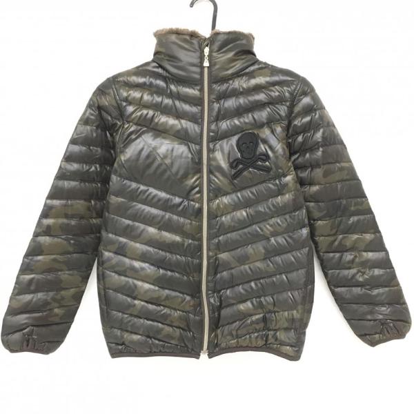 美品】マークアンドロナ 2WAYダウンジャケット カーキ×ブラウン