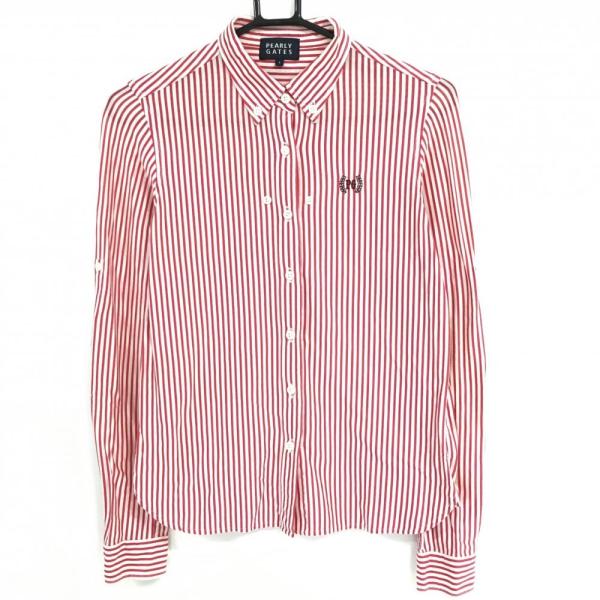 PEARLY GATES（パーリーゲイツ） 長袖シャツ レッド×白 ストライプ