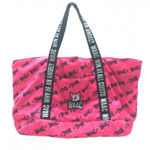 WAAC ワック ロッカーバッグ ピンク×黒 ロゴ総柄 ビッグトートバッグ