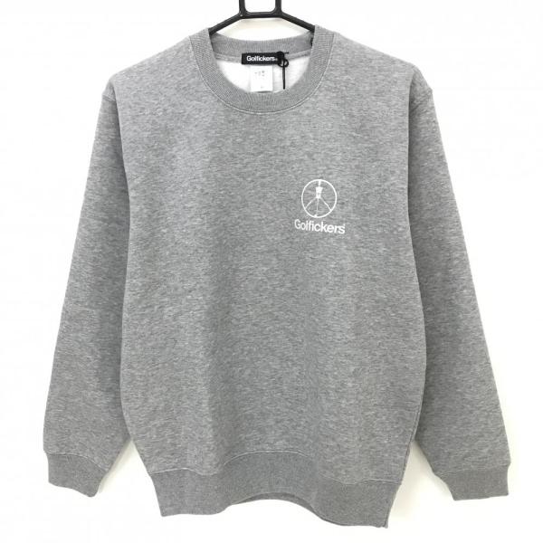 新品】ゴルフィッカーズ トレーナー 杢グレー 後ビッグプリント 裏起毛