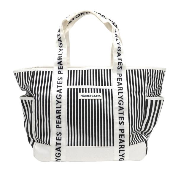 PEARLY GATES（パーリーゲイツ） ロッカーバッグ 白×黒 ストライプ