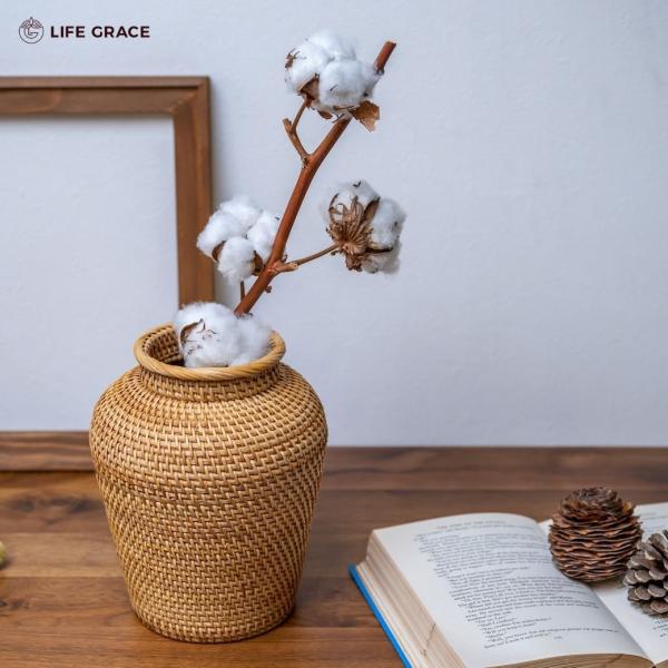 ラタン フラワーベース 籐 花瓶 花びん 大きい かご 籠 バスケット