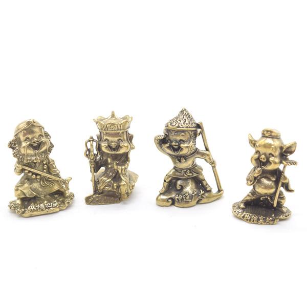 西遊記の置物 四点セット 金属製 5cm 孫悟空 三蔵法師 猪八戒 沙悟浄