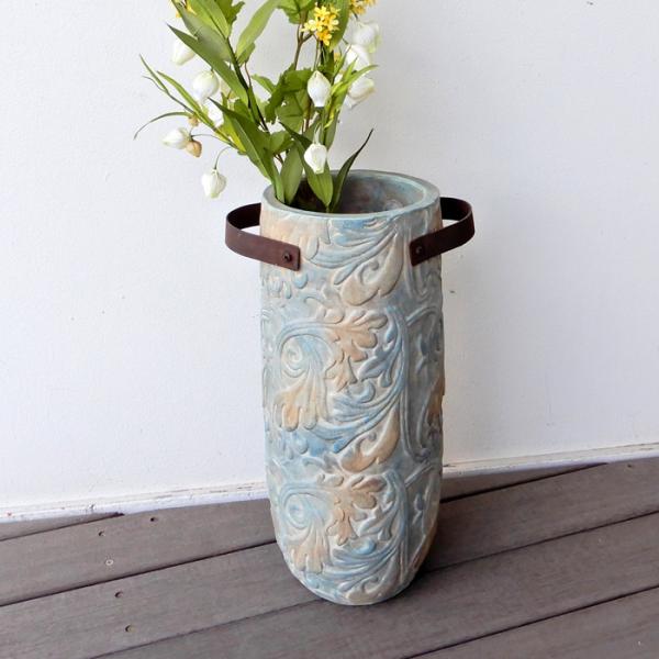 Sculptureハンドルベース 花瓶 花びん 陶器 おしゃれ テラコッタ 傘