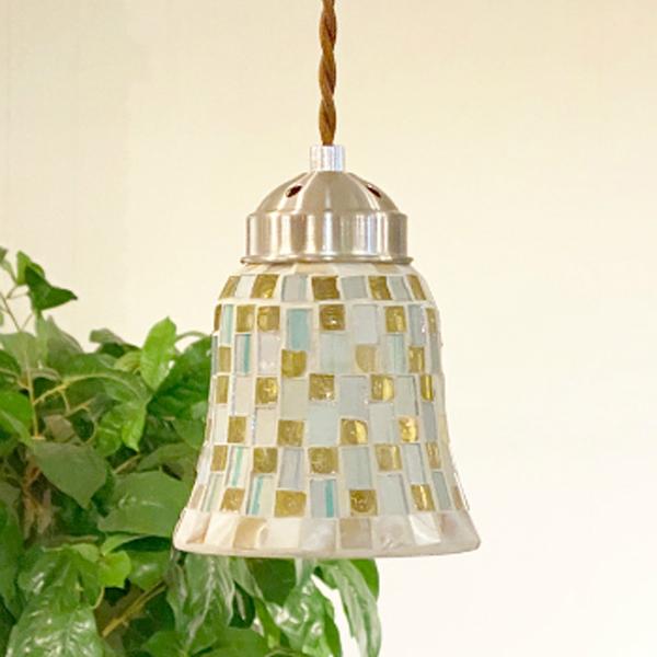 モザイクPランプ S ホワイト ペンダントランプ ステンドグラス 照明