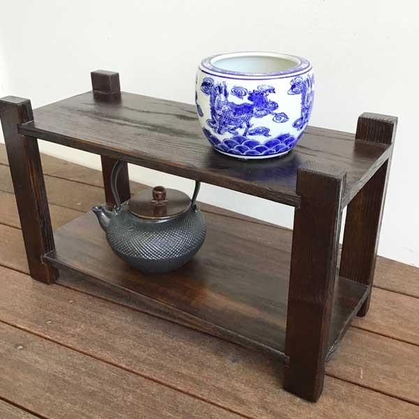 飾り棚 シェルフ 二段 2段 オープンラック アジアン 和モダン おしゃれ